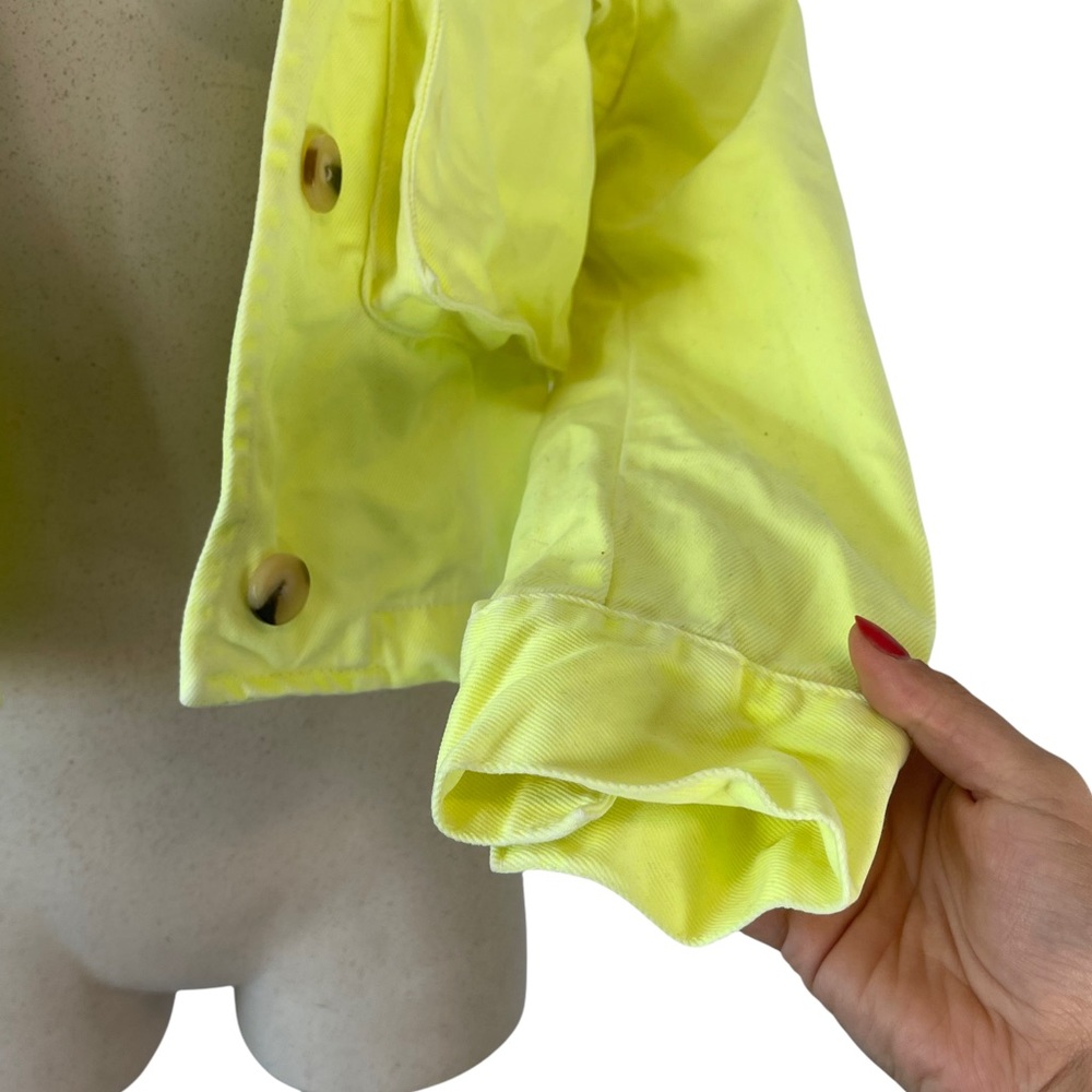 ZARA Women's Oversized Neon Yellow Full Button Front Jean Denim Jacket Size XS - Picture 2 of 13